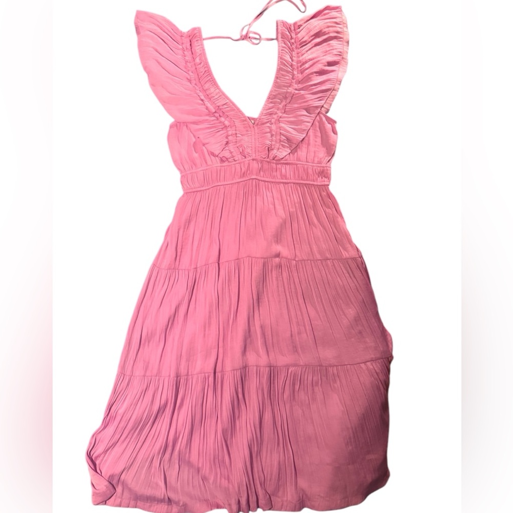 NWT JOIE SIZE X-LARGE ORCHID SMOCKED WAIST RUFFLE SHOULDER V-NECK MIDI DRESS